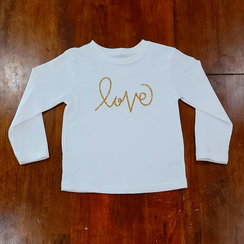Handmade "LOVE" children's long sleeve tshirt, Size 4T